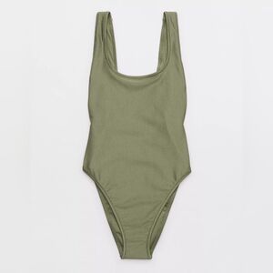 Aerie Shine Rib Birthday Scoop Cheekiest One Piece Swimsuit